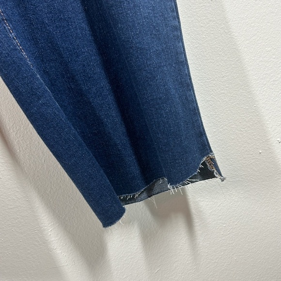 Code Bleu High Rise Straight Ankle Jean Stretch Distressed Raw Hem Dark Wash 20W - Picture 4 of 15